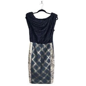 Byron Lars Beauty Mark Boucle Soft Drape Mixed Media Pencil Dress Size 2